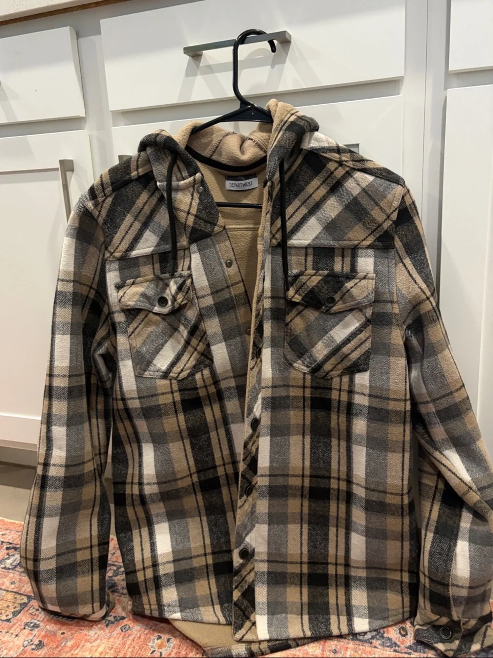 Depart West Men's Tan Plaid Lightweight Shirt Jacket